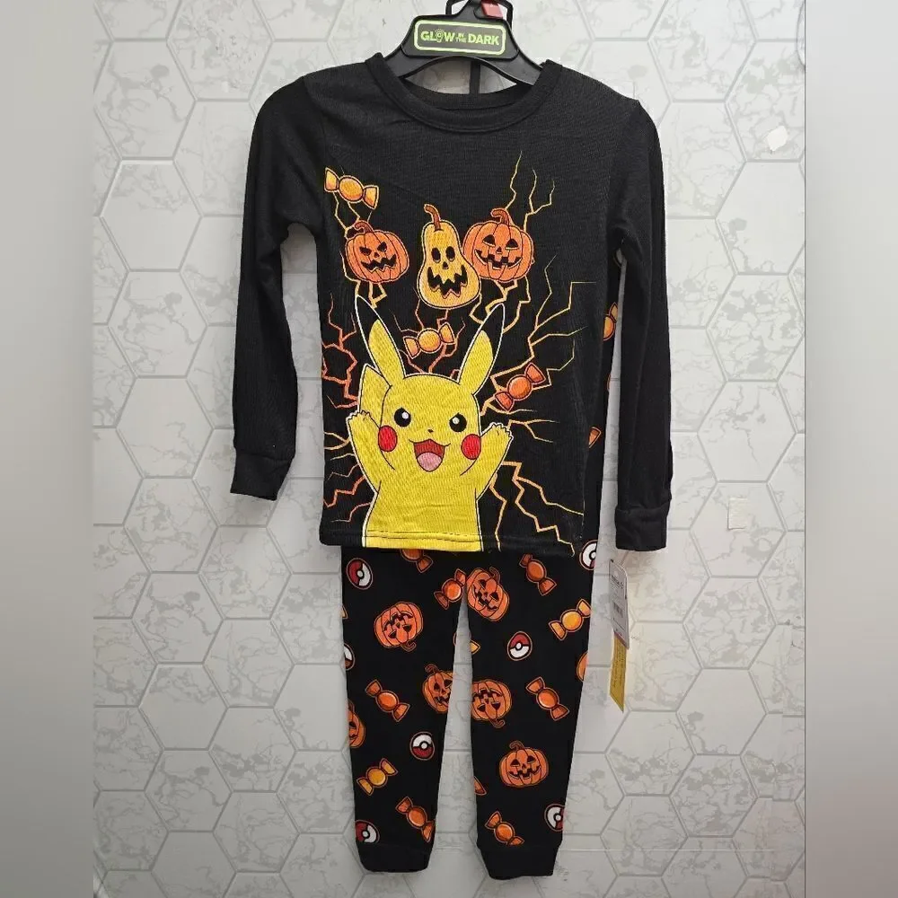 Pokemon Boys Halloween Glow in the Dark Long Sleeve Top and Pants, 2 Pc